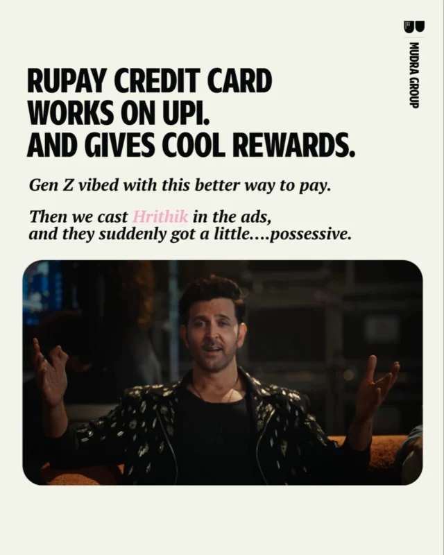 RuPay Credit Card works on UPI and gives you rewards. Gen Z was already in love.

Then we got Hrithik Roshan to join the campaign. That’s when the gatekeeping began.

Here's what happened.

Credits
Creative: Rahul Mathew, Mahima Mathur, Shyan Gershon, Rhea Kumar, Ritviz Kumar, Riya Nippani, Payel Pramanik, Sourabh Dubey
Strategy: Shashank Lanjekar, Nandan Mujumdar 
Business: Saad Khan, Monideepa Nandi, Kashish Bachani, Sankalp Grover
Films: Riddhi Doshi, Jay Gaikwad
Director: Ryan Mendonca 
Production House: Bang Bang Media Corp.

#CreativeWork #RuPayNPCI #GenZ #WeAreDDB #TheEmotionalAdvantageAgency #DoesItMoveYou