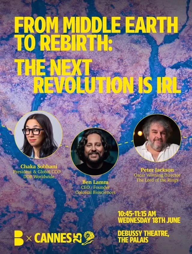 Next Wednesday at @cannes_lions, Chaka Sobhani, our President & Global Chief Creative Officer, will be hosting a session with Oscar-winning filmmaker behind The Lord of the Rings trilogy, Peter Jackson, and Ben Lamm, CEO and Founder of @itiscolossal.

These pioneering creatives and collaborators will explore how science, creativity, and storytelling can open new doors and bring real magic to life.

In a world consumed by fear of a dying planet and humanity enslaved by Al, this session asks: why should real life be all about decline and gloom when it could be about pushing the frontiers of the possible?
Don’t miss “From Middle Earth to Rebirth: The Next Revolution is IRL”

🗓️Wednesday 18th June
🕰️ 10:45-11:15 AM
🗺️ Debussy Theatre, The Palais

Not there? No worries, we’ll be sharing all the highlights on our socials! Stay tuned.

#TheEmotionalAdvantageAgency #CannesLions2025 #DDBAtCannes