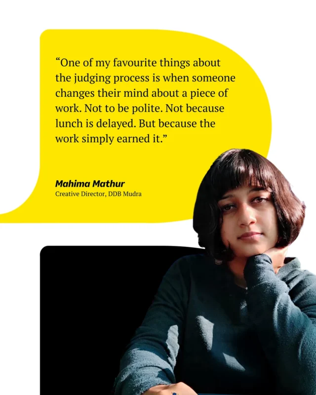 Mahima offered a fascinating perspective on what truly stands out in the world of design and creativity. “It’s less a judging process, more a full-blown creative identity crisis. Highly recommended,” she shares. Swipe to read what she has to say from her time judging at Cannes Lions!